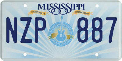 MS license plate NZP887