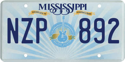 MS license plate NZP892