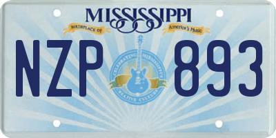 MS license plate NZP893