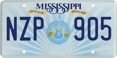 MS license plate NZP905