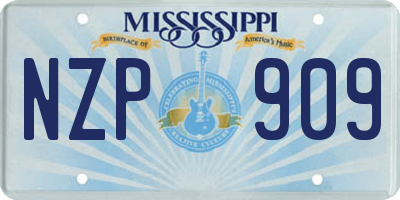 MS license plate NZP909