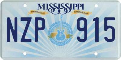 MS license plate NZP915