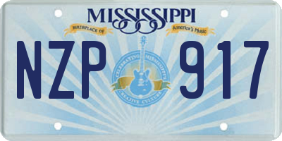 MS license plate NZP917