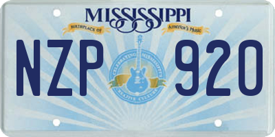 MS license plate NZP920