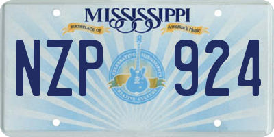 MS license plate NZP924