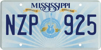MS license plate NZP925