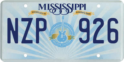 MS license plate NZP926