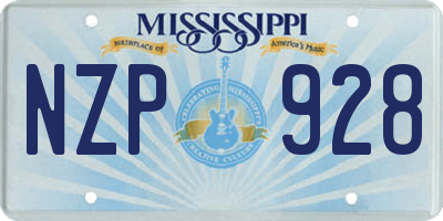 MS license plate NZP928