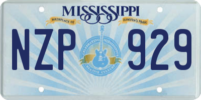 MS license plate NZP929