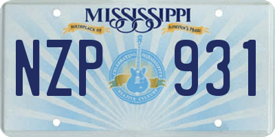 MS license plate NZP931