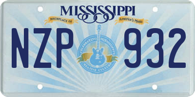 MS license plate NZP932
