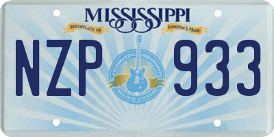 MS license plate NZP933