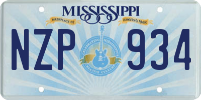 MS license plate NZP934