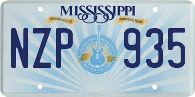 MS license plate NZP935