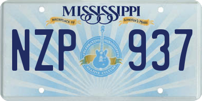MS license plate NZP937