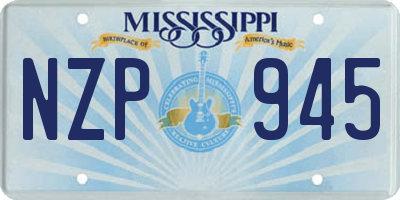 MS license plate NZP945