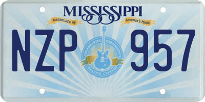 MS license plate NZP957