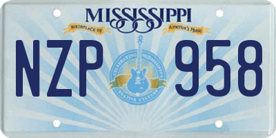 MS license plate NZP958