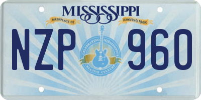 MS license plate NZP960