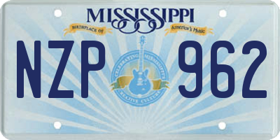 MS license plate NZP962