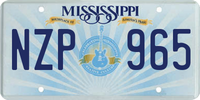 MS license plate NZP965
