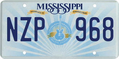 MS license plate NZP968