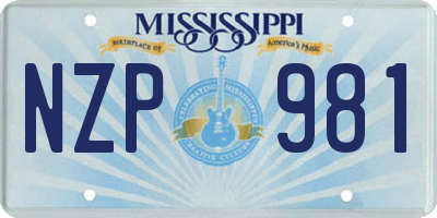 MS license plate NZP981
