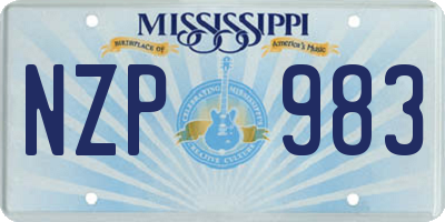MS license plate NZP983