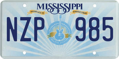 MS license plate NZP985
