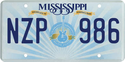 MS license plate NZP986