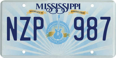 MS license plate NZP987