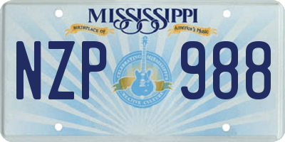 MS license plate NZP988