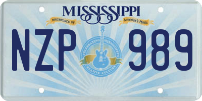 MS license plate NZP989