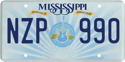 MS license plate NZP990