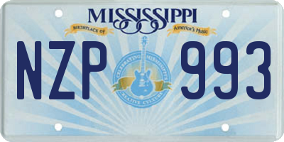 MS license plate NZP993