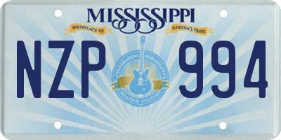 MS license plate NZP994