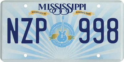 MS license plate NZP998