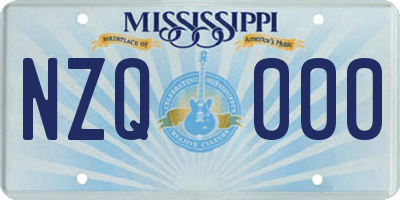 MS license plate NZQ000