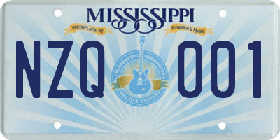 MS license plate NZQ001