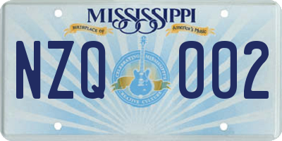 MS license plate NZQ002