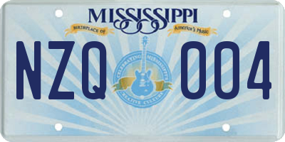 MS license plate NZQ004