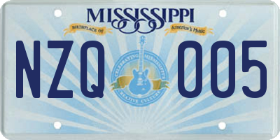 MS license plate NZQ005