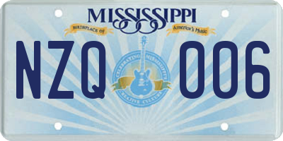 MS license plate NZQ006