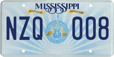 MS license plate NZQ008