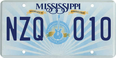 MS license plate NZQ010
