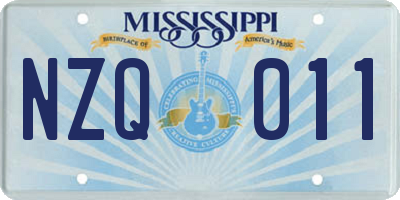 MS license plate NZQ011