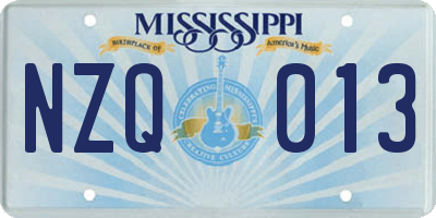 MS license plate NZQ013
