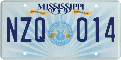 MS license plate NZQ014