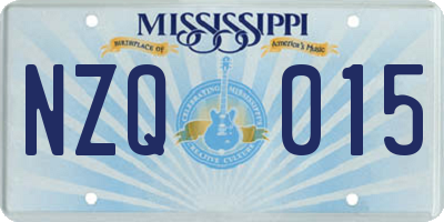 MS license plate NZQ015
