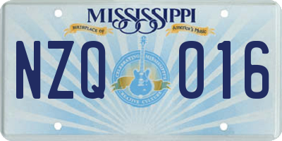 MS license plate NZQ016